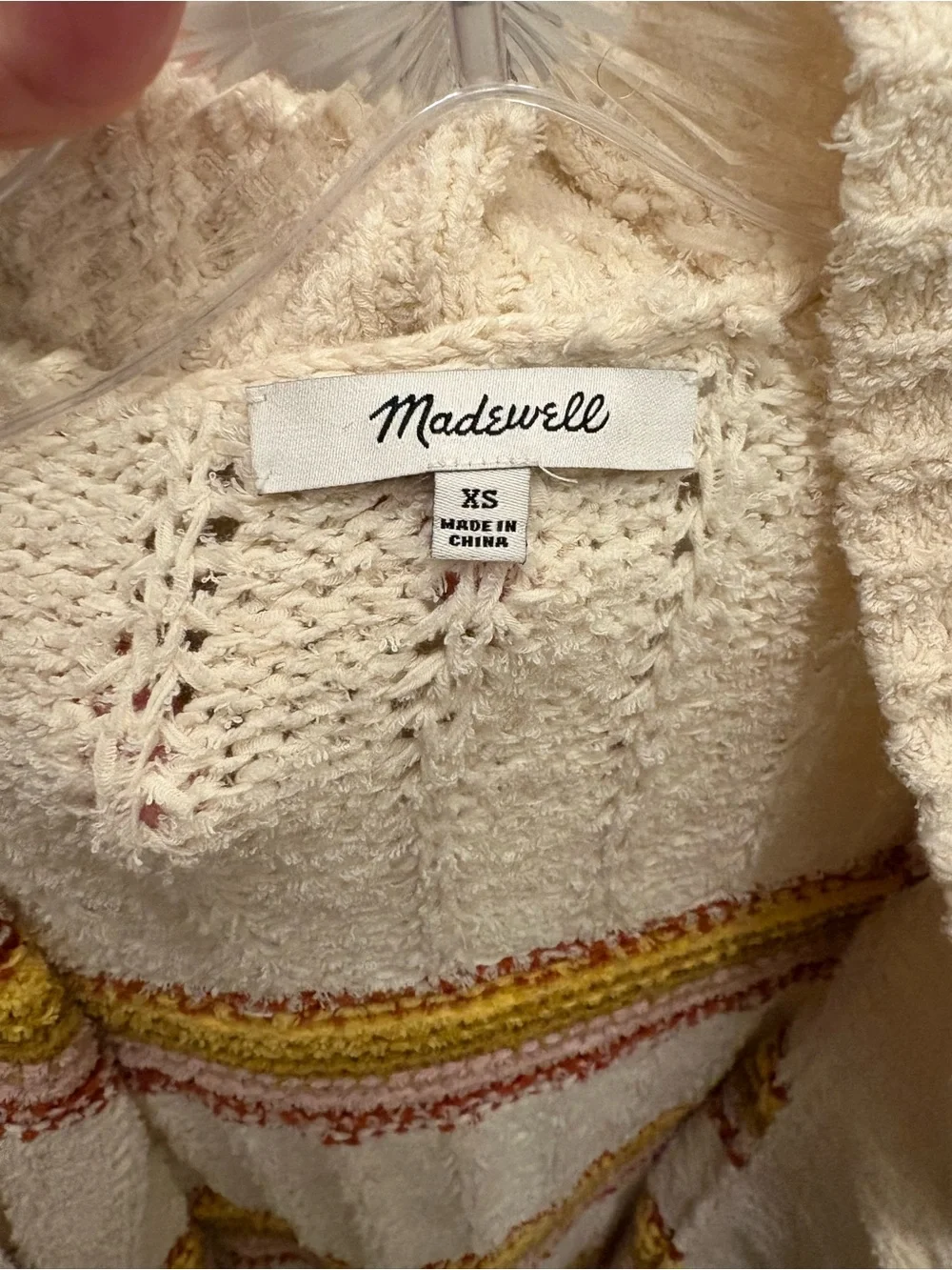 Madewell Striped Diaz Open Cardigan Sweater Cream Women’s Size XS